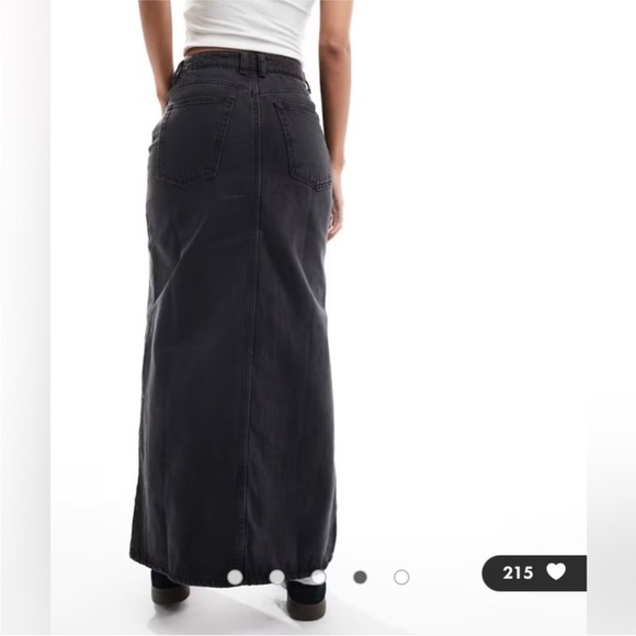 Mango Black Denim Maxi Skirt with front slit - Picture 5 of 7